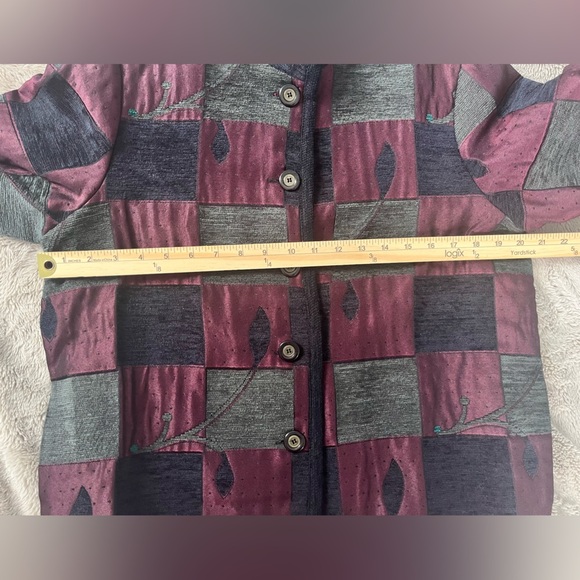 Graff Multimedia Tapestry Patchwork Button Down Coat Sz M vintage dinner coat - Picture 4 of 11